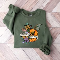 sorta sweet sorta spooky sweatshirt, halloween sweatshirt, flower pumpkin shirt, flower skull shirt, halloween shirt, ha