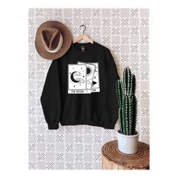 tarot cards sweatshirt, magic witchy sweat, halloween sweatshirt, mystic medium sweater, witchcraft gift, tarot moon an