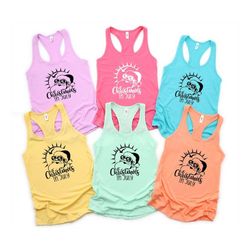 christmas in july women racerback tank, summer beach tank top, mid of year shirt, summer vacation shirt, summer santa sh