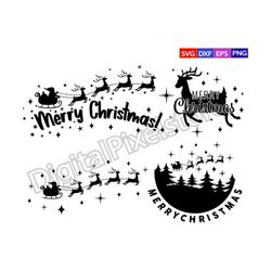 merry christmas  svg,christmas night svg,santa sleigh svg, reindeer clipart,santa and reindeer svg,png,vector,digital do