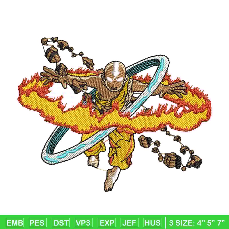 Aang embroidery design, Avatar embroidery, Anime design, Embroidery shirt, Embroidery file, Digital download.jpg