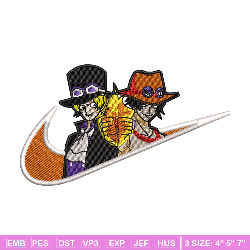 Ace x sabo embroidery design, One piece embroidery, Nike design, Embroidery shirt, Embroidery file, Digital download.jpg