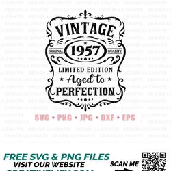 65th Birthday Png Svg | Vintage 1957 Svg | 65th Birthday Shirt | 1957 Aged to perfection | Aged to Perfection Svg | 65th