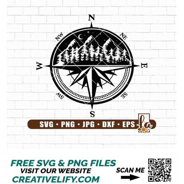 Compass Farm Svg Compass Svg | Compass and mountains svg | Compass and forest - Inspire ...