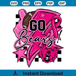 go bears football pink cheerleader svg graphic design file