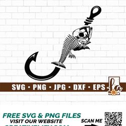 Skeleton Fish Svg | Piranha Svg | Fish Bone Svg | Fish Hook Svg | Vector Cut file for Cricut | Silhouette | Decal | Stic
