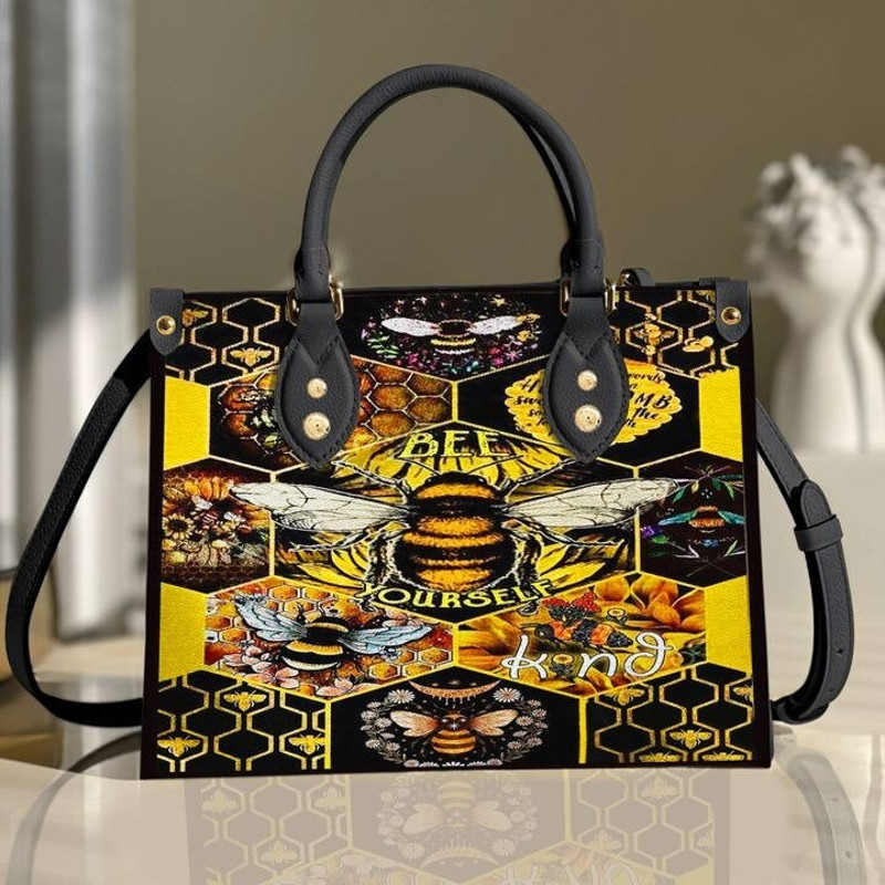 Bee Yourself Leather Bag ,Women Bee Sunflower Leather Handbag ,Crossbody Bag, Personalized Leather bag, Shoulder Handbag,Handmade Bag - 3.jpg