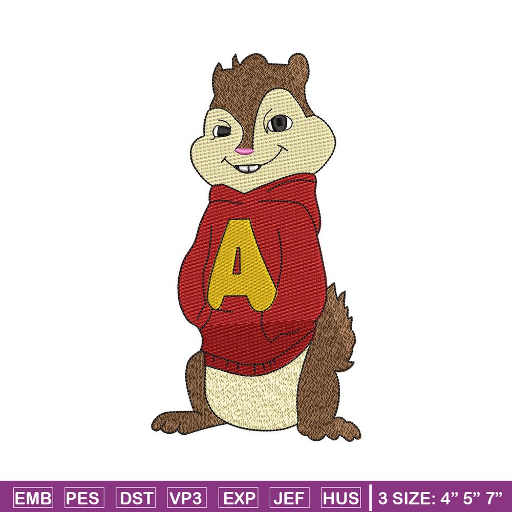 Alvin embroidery design, Chipmunks embroidery, Embroidery file, Embroidery shirt, Emb design, Digital download.jpg