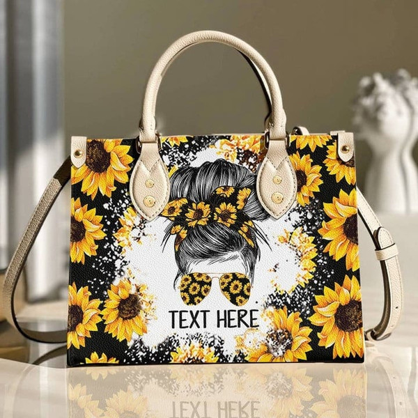 Girl Sunflower Leather Bag,Women Leather Handbag,Crossbody Bag,Personalized Leather bag,Shoulder Handbag,Handmade bag, teacher handbag - 1.jpg