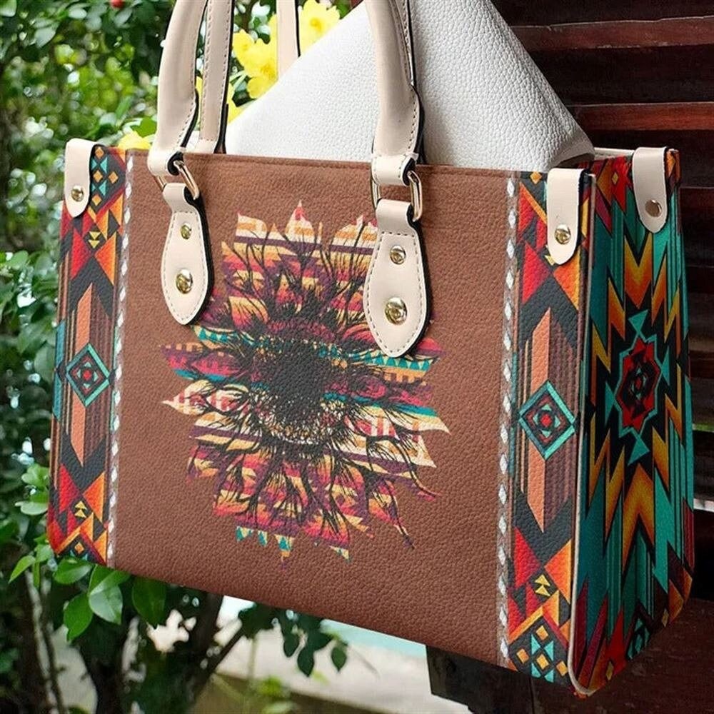 Native American Sunflower Leather Bag ,Women Sunflower Leather Handbag,Crossbody Bag,Personalized Leather bag,Shoulder Handbag,Handmade Bag - 1.jpg