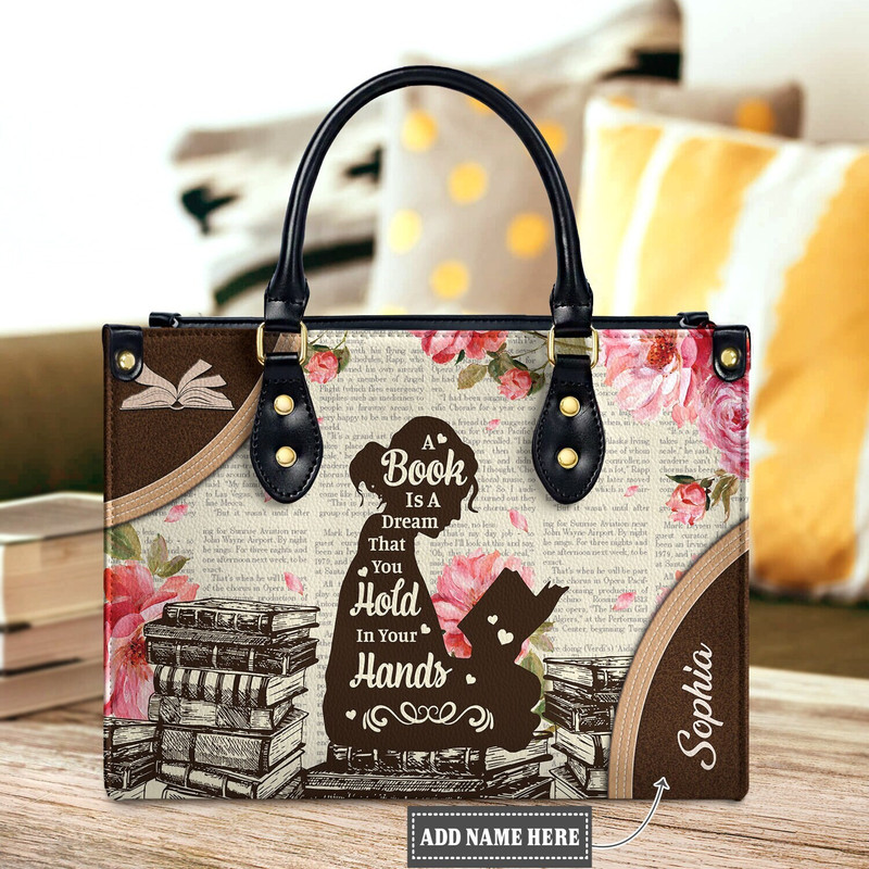 Personalized Book Leather Handbag,Book Handbag, Book is a Dream handbag, The Book Leather Bag,Cute Bag,Crossbody bag, Love Book Leather Bag - 1.jpg