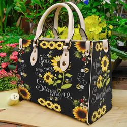 Sunflower Leather Bag, Sunflower Handbag ,Tote Bag