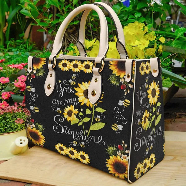 Sunflower Leather Bag, Sunflower Handbag ,Tote Bag,  Leather Tote For Women Leather handBag,,Handmade Bag,Custom Bag,Vintage Bags - 1.jpg