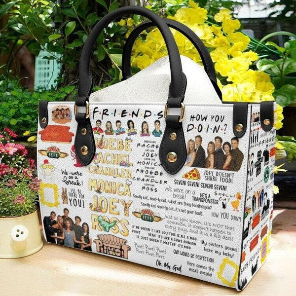 Vintage F-R-I-E-N-D-S Leather Handbag, TV Shows leather handBag, Singer Handbag, Love Freddie Mercury, Personalization Bag, Gift For Fan - 2.jpg
