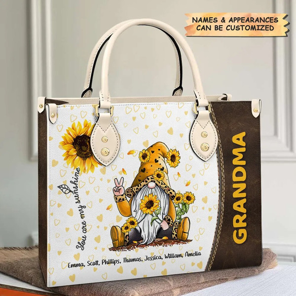 You Are My Sunshine Grandma Leather Bag ,Women Leather Handbag ,Crossbody Bag, Personalized Leather bag,  Shoulder Handbag,Handmade Bag - 2.jpg