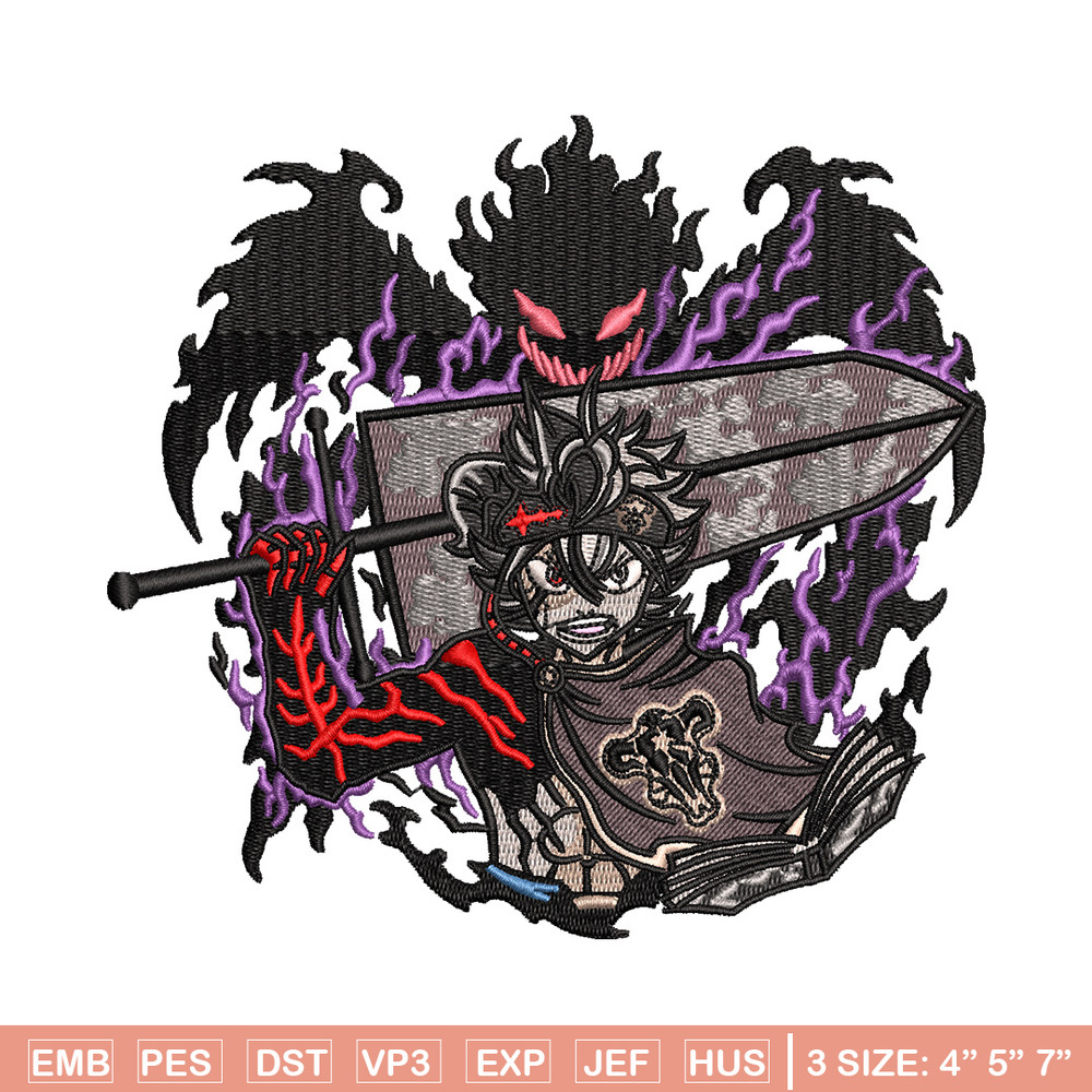 Asta demon embroidery design, Black clover embroidery, Anime design, Embroidery shirt, Embroidery file, Digital download.jpg