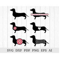 Dachshund Svg, Dachshund Monogram Svg, Dachshund Clipart, Dachshund Vector, Dog Svg, Cricut & Silhouette, Vinyl, Dxf, Ai