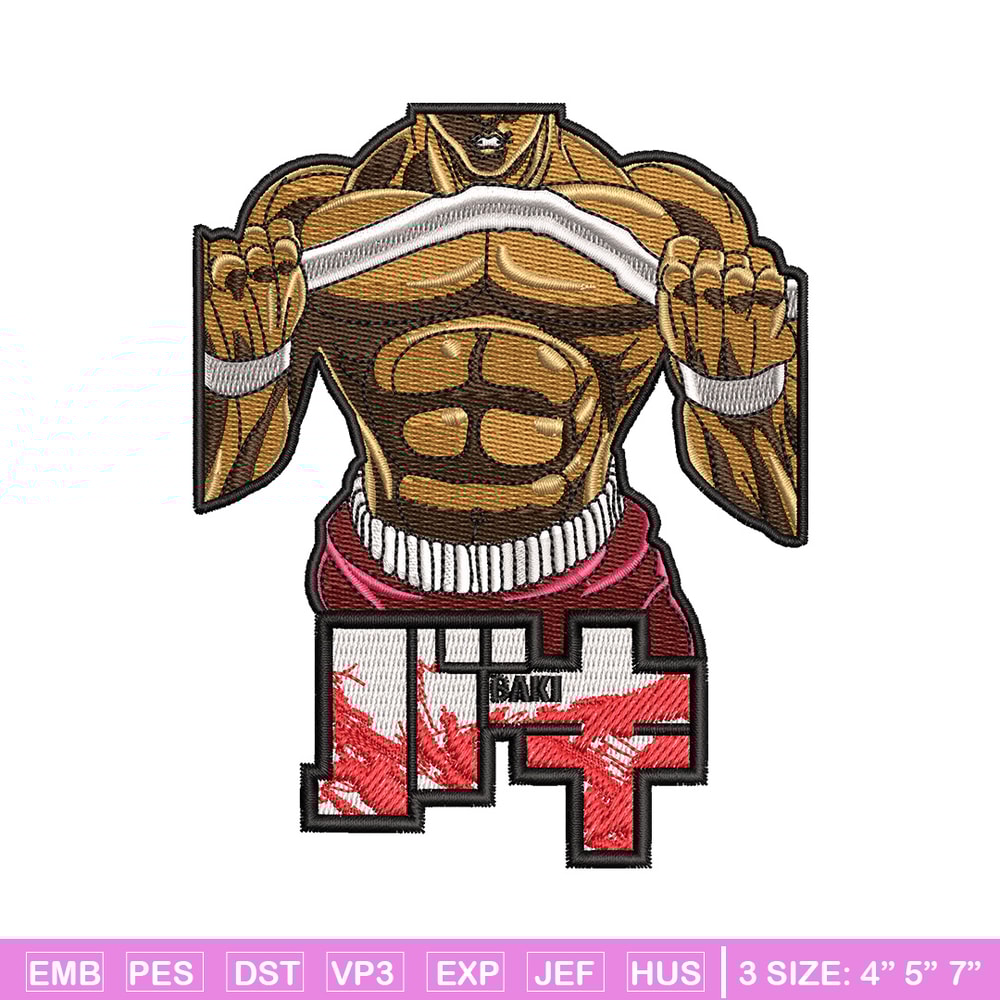 Baki body embroidery design, Baki embroidery, Anime design, Embroidery shirt, Embroidery file, Digital download.jpg
