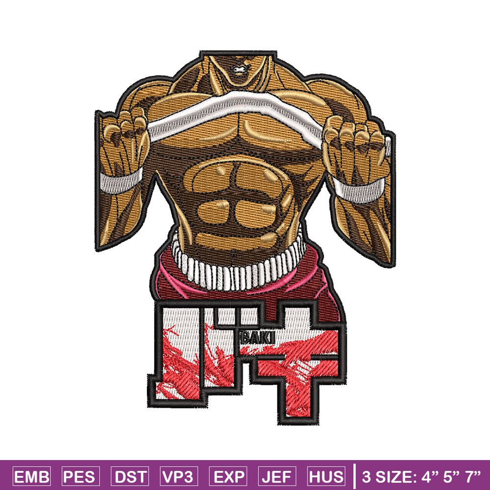 Baki body embroidery design, Baki embroidery, Anime design, Embroidery shirt, Embroidery file, Digital download.jpg