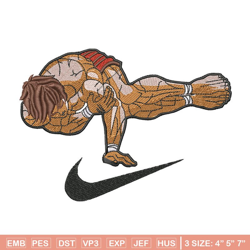 Baki pose nike embroidery design, Baki embroidery, Anime design, Embroidery shirt, Embroidery file, Digital download.jpg