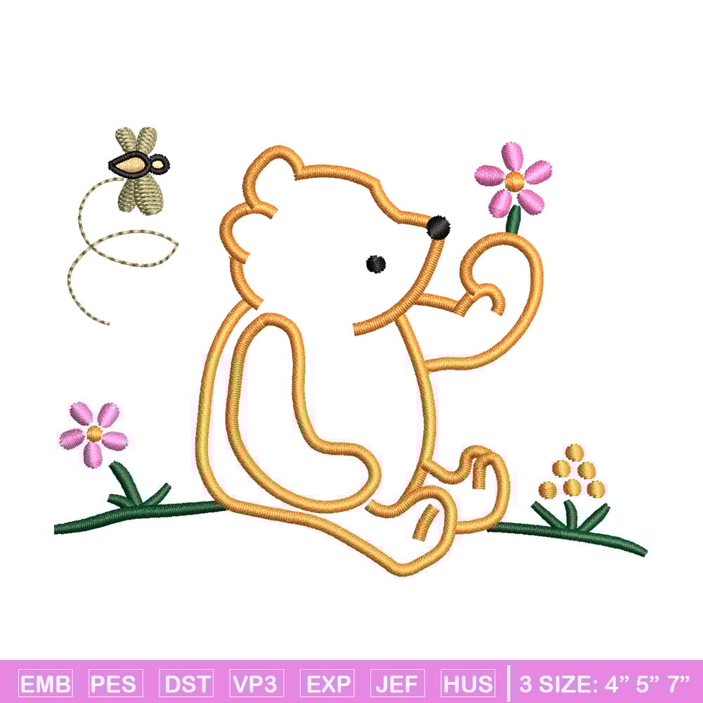 Bear flower embroidery design, Bear embroidery, Embroidery file, Embroidery shirt, Emb design, Digital download.jpg