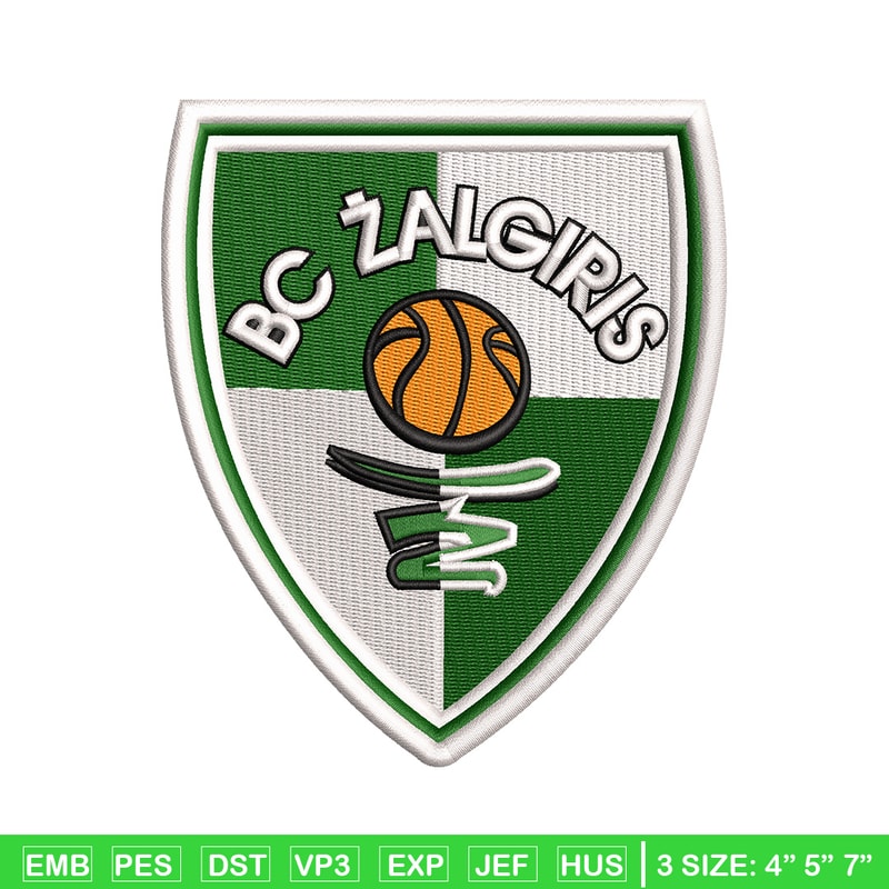 Bc zalgiris embroidery design, Logo embroidery, Embroidery file, Embroidery shirt, Emb design, Digital download.jpg