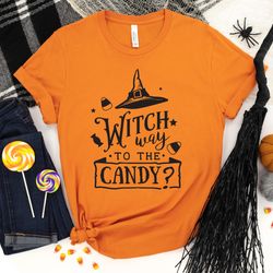witch way to the candy shirt, halloween tee, trick or treat shirt, halloween witch