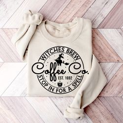 witches brew coffee co sweatshirt, cute halloween sweatshirt, womens coffee lover sweatshirt, halloween witches shirt, f