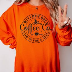 witches brew coffee co sweatshirt, halloween witches sweater, spooky season women hoodie, funny halloween shirt