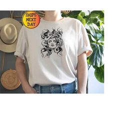medusa shirt, abstract shirt, gift sweatshirt, greek mythology shirt, drawing face shirt, birthday gift shirt, mythology