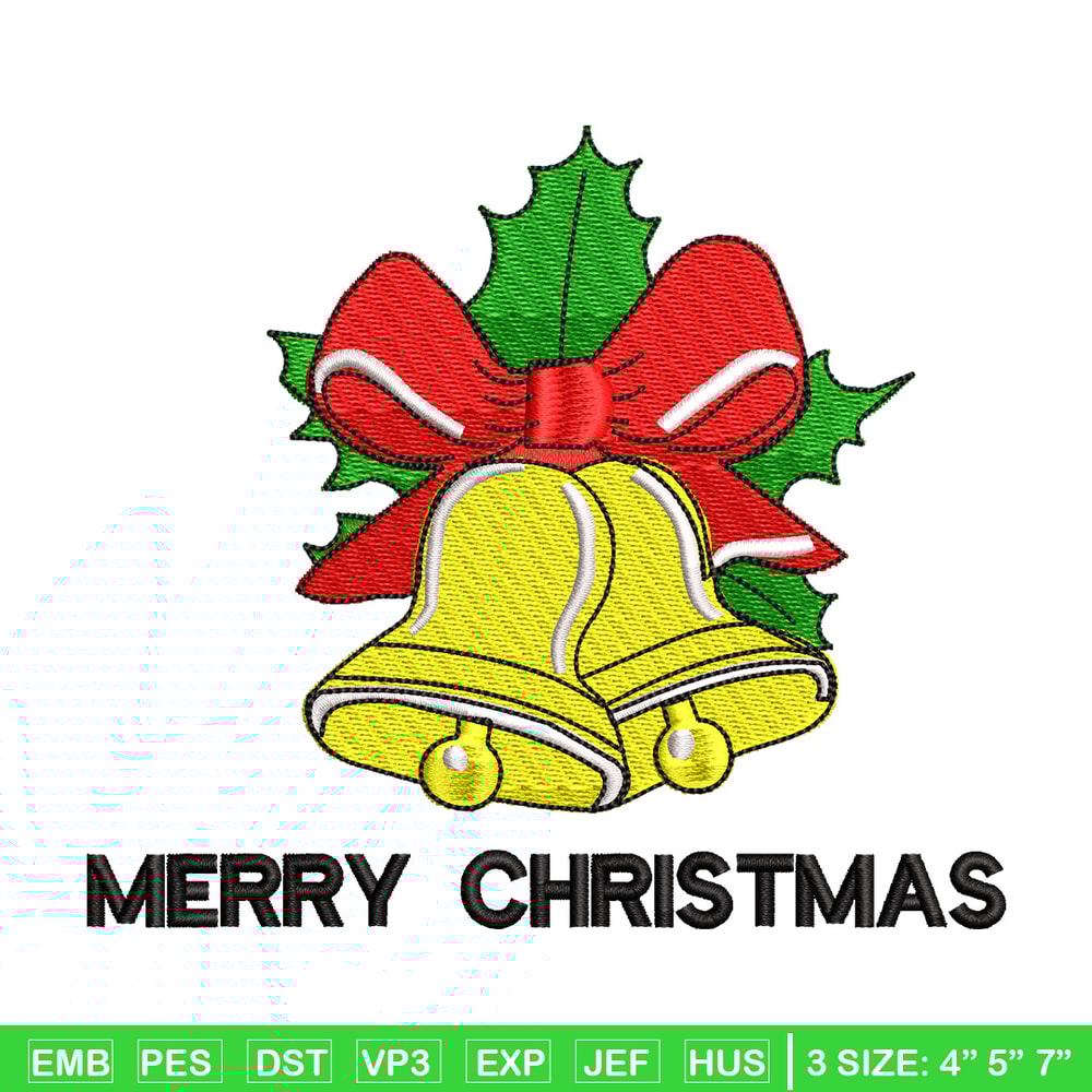 Bells chrismas embroidery design, Chrismas embroidery, Emb design, Embroidery shirt, Embroidery file, Digital download.jpg