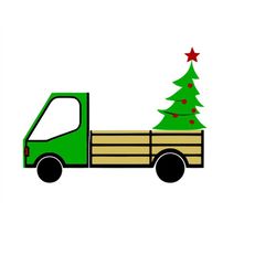 christmas truck svg clip art, christmas truck printable download, christmas truck silhouette cut file, christmas truck c