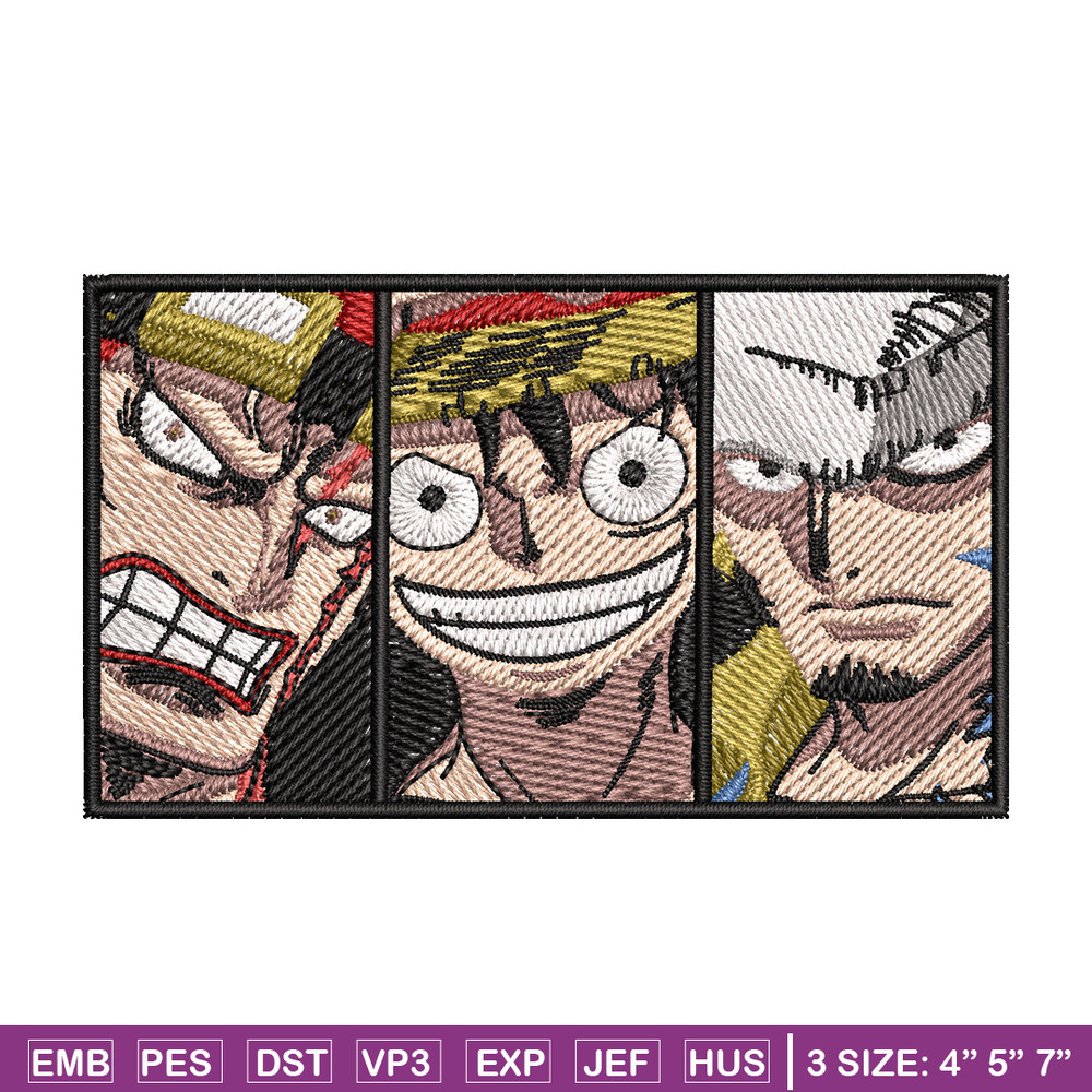 Big 3 priate embroidery design, One piece embroidery, Anime design, Embroidery shirt, Embroidery file,Digital download.jpg