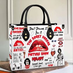the rocky horror leather handbag, halloween women bag, personalized leather bag