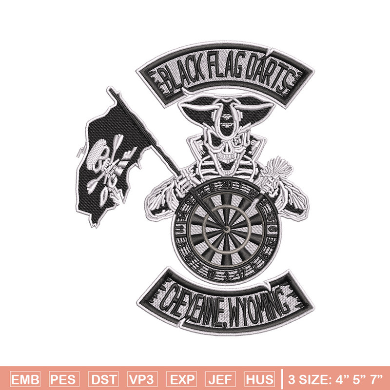 Black Dart Flag embroidery design, Priate embroidery, Embroidery file, Embroidery shirt, Emb design, Digital download.jpg