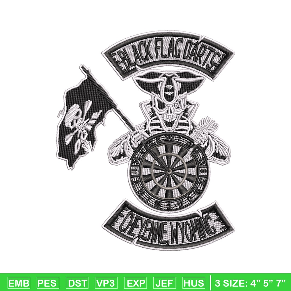 Black Dart Flag embroidery design, Priate embroidery, Embroidery file, Embroidery shirt, Emb design, Digital download.jpg