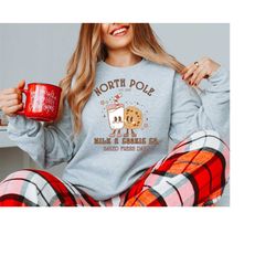 santa cookies sweatshirt, retro christmas milk and cookie sweater, santa claus shirt, christmas cookies shirt, christmas