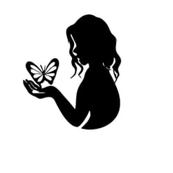 woman with a butterfly clip art image svg for crafting girl holding a butterfly picture cutting file vector image commer