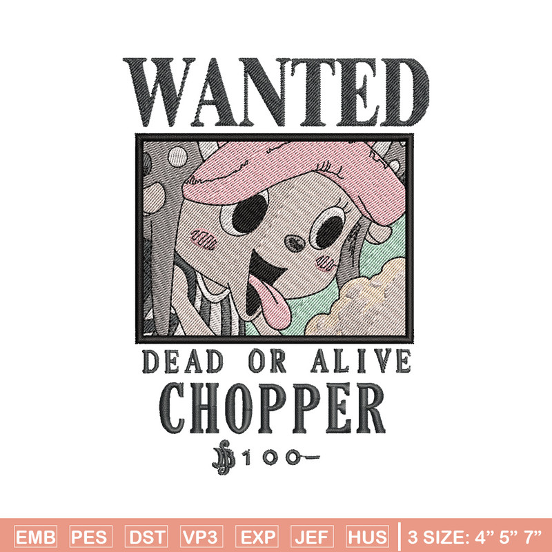 Bounty chopper embroidery design, One piece embroidery, Anime design, Embroidery shirt, Embroidery file,Digital download.jpg