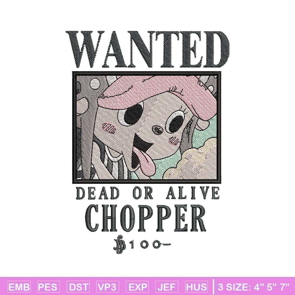 Bounty chopper embroidery design, One piece embroidery, Anime design, Embroidery shirt, Embroidery file,Digital download.jpg