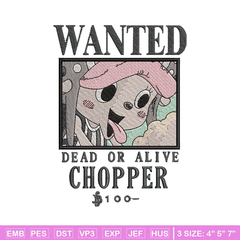 Bounty chopper embroidery design, One piece embroidery, Anime design, Embroidery shirt, Embroidery file,Digital download.jpg