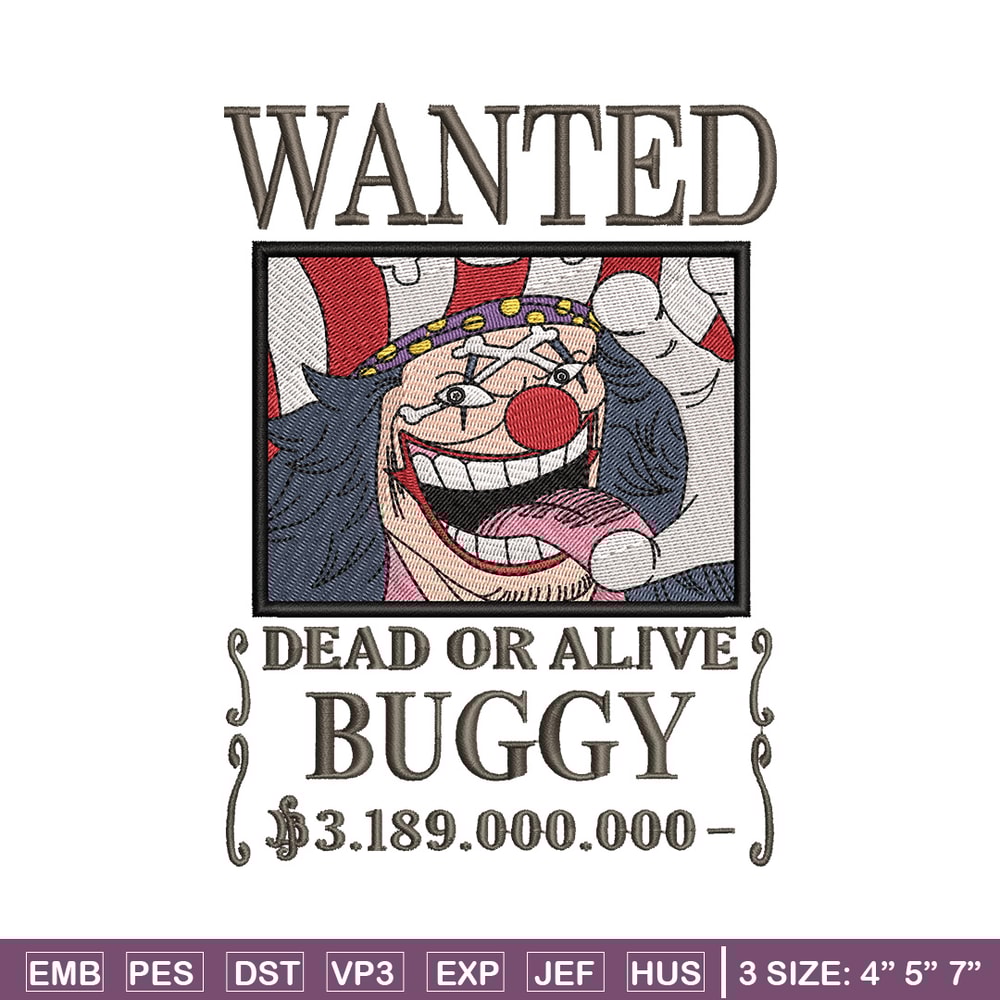 Bounty buggy embroidery design, One piece embroidery, Anime design, Embroidery shirt, Embroidery file,Digital download.jpg