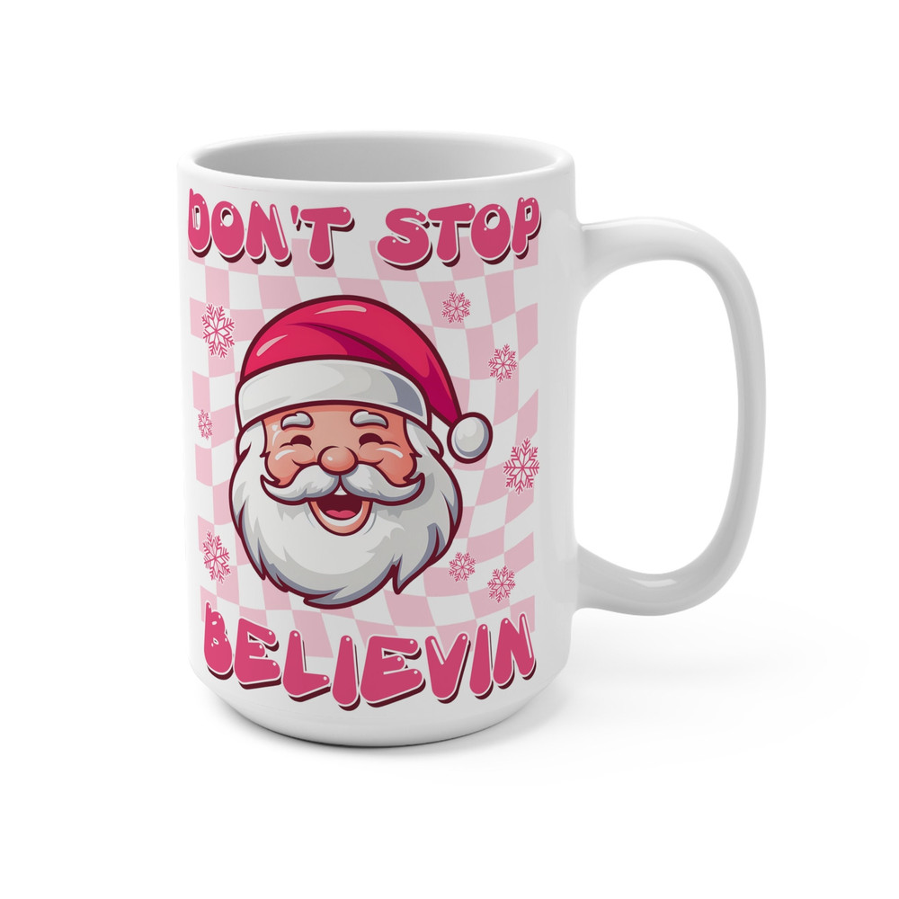 Dont Stop Believing Mug, Christmas Vibes Mug, Doodles Mug, Cute Christmas Mug, Festive Mug, Holiday Mug, Cocoa Mug, Hot Chocolate Mug - 1.jpg
