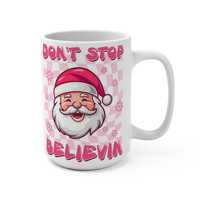 Dont Stop Believing Mug, Christmas Vibes Mug, Doodles Mug, Cute Christmas Mug, Festive Mug, Holiday Mug, Cocoa Mug, Hot Chocolate Mug - 1.jpg