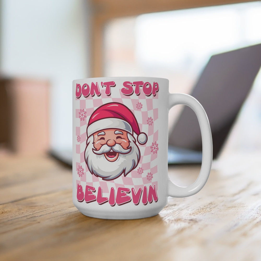 Dont Stop Believing Mug, Christmas Vibes Mug, Doodles Mug, Cute Christmas Mug, Festive Mug, Holiday Mug, Cocoa Mug, Hot Chocolate Mug - 4.jpg