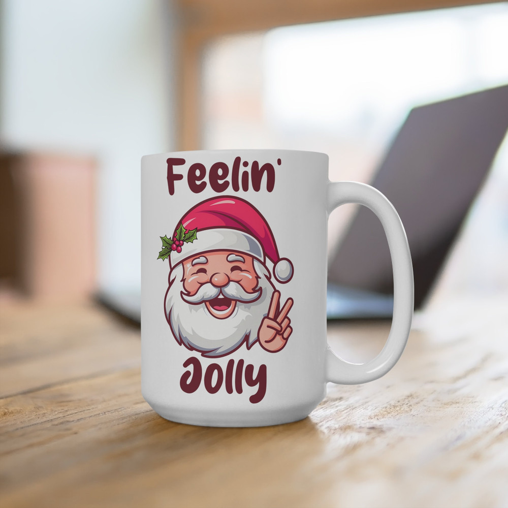 Feeling Jolly Mug, Christmas Vibes Mug, Doodles Mug, Cute Christmas Mug, Festive Mug, Holiday Mug, Cocoa Mug, Hot Chocolate Mug - 4.jpg