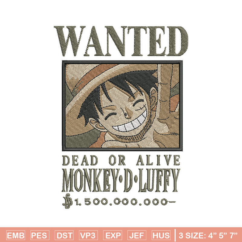 Bounty Luffy embroidery design, One piece embroidery, Anime design, Embroidery shirt, Embroidery file,Digital download.zip.jpg