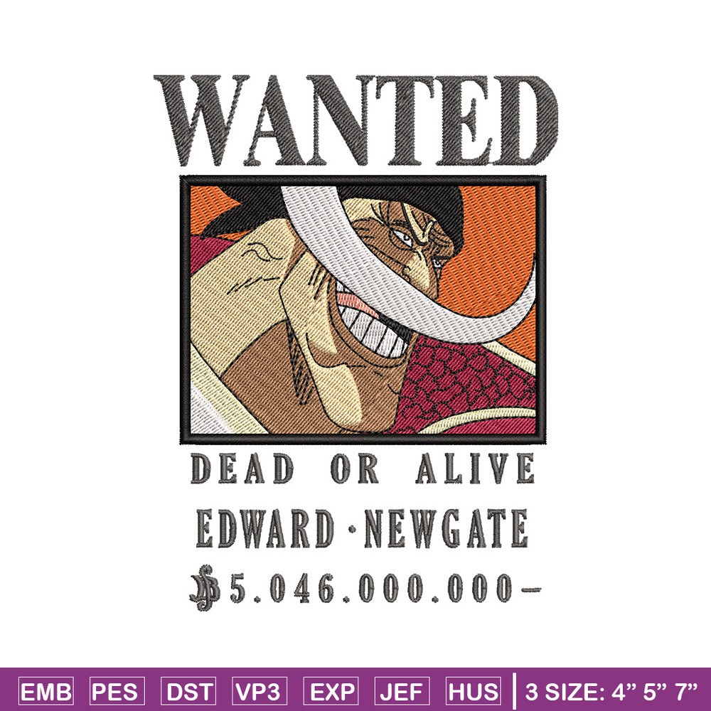 Bounty newgate embroidery design, One piece embroidery, Anime design, Embroidery shirt, Embroidery file,Digital download.zip.jpg