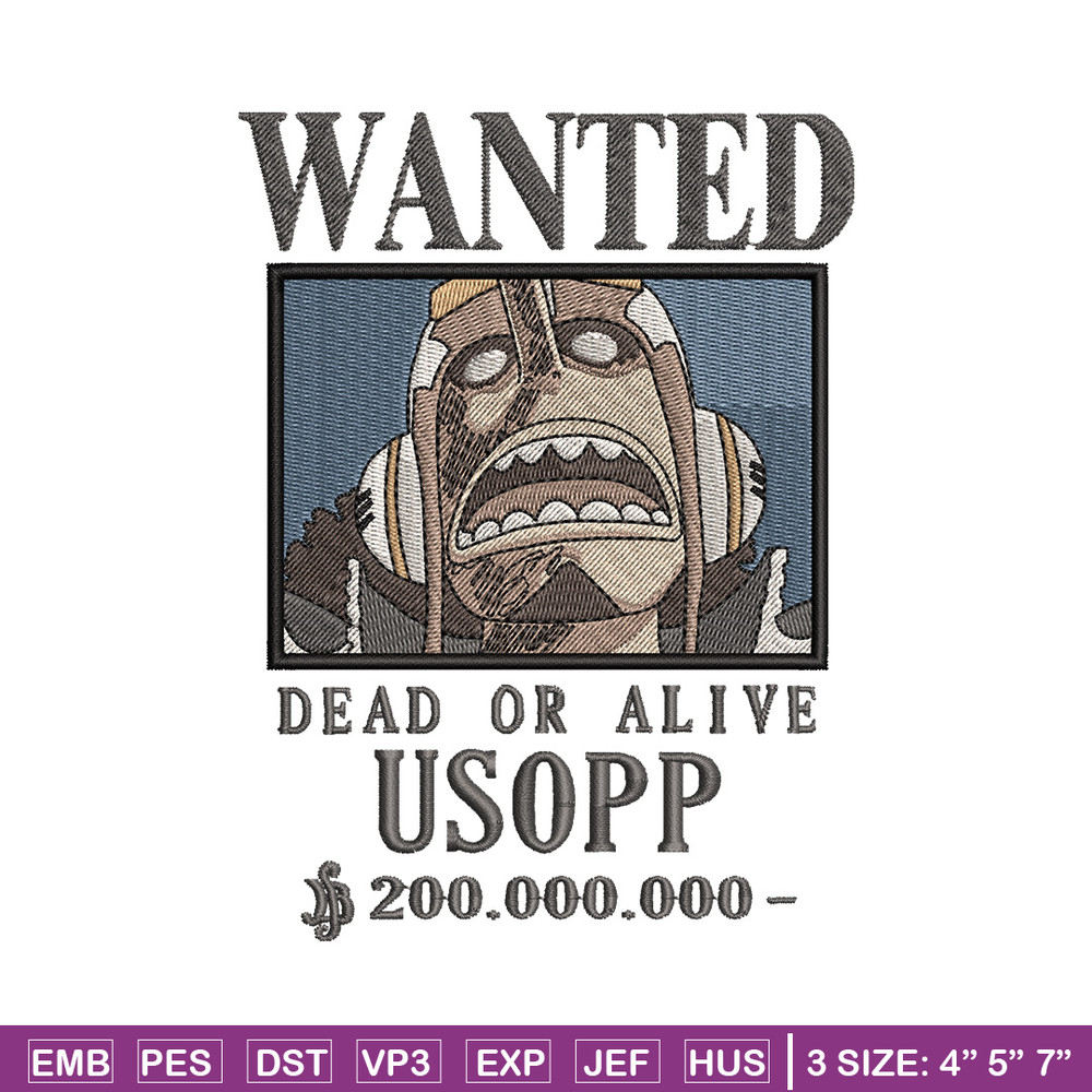Bounty usopp embroidery design, One piece embroidery, Anime design, Embroidery shirt, Embroidery file,Digital download.zip.jpg
