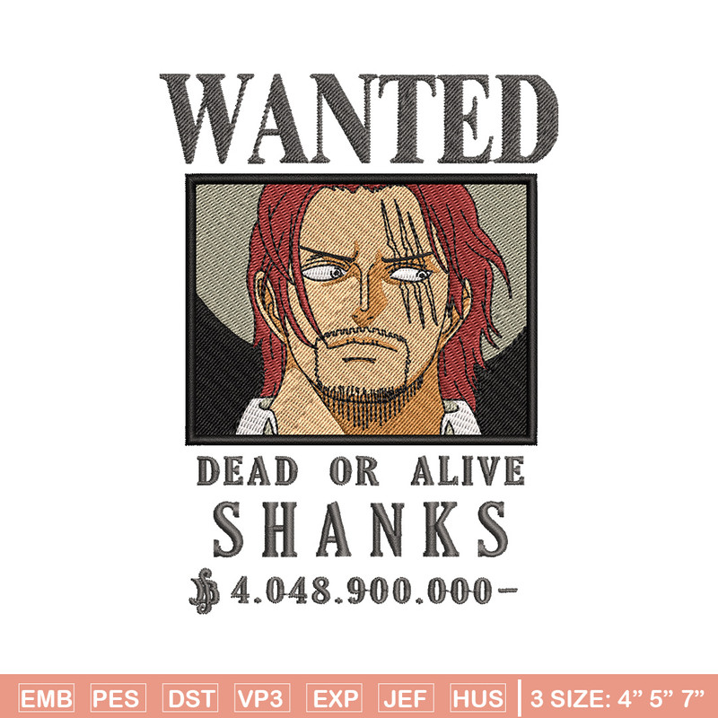 Bounty shanks embroidery design, One piece embroidery, Anime design, Embroidery shirt, Embroidery file,Digital download.zip.jpg